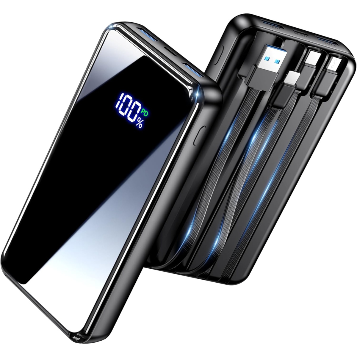 Portable Charger, 42800mAh Power Bank, 5V3.1A Fast Charging USB C Power Banks, 4 Output & 2 Input External Battery Pack with Flashlight LED Display Phone Charger for iPhone, Android, etc